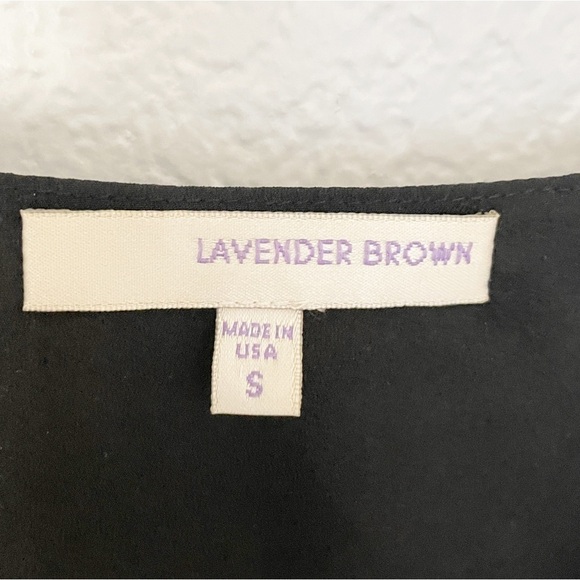 LAVENDER BROWN Black Floral V-Neck Long Sleeve Shift Mini Dress Small - Picture 4 of 8